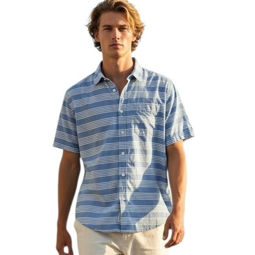 Grayers Striped Cotton Beachy Resortwear Mens XXL Short Sleeve Button Down Shirt